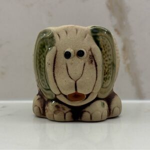 Vintage Ceramic Elephant Mini Planter Matte and Glazed Adorable White Rose